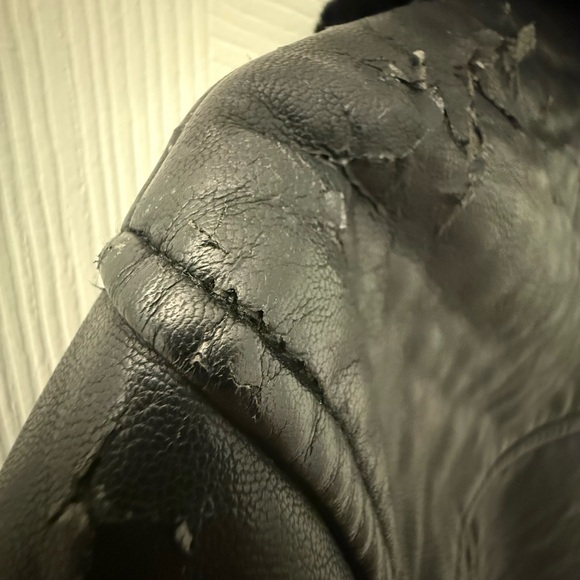 Topshop Black Leather Jacket with Fur Trim - Picture 9 of 10